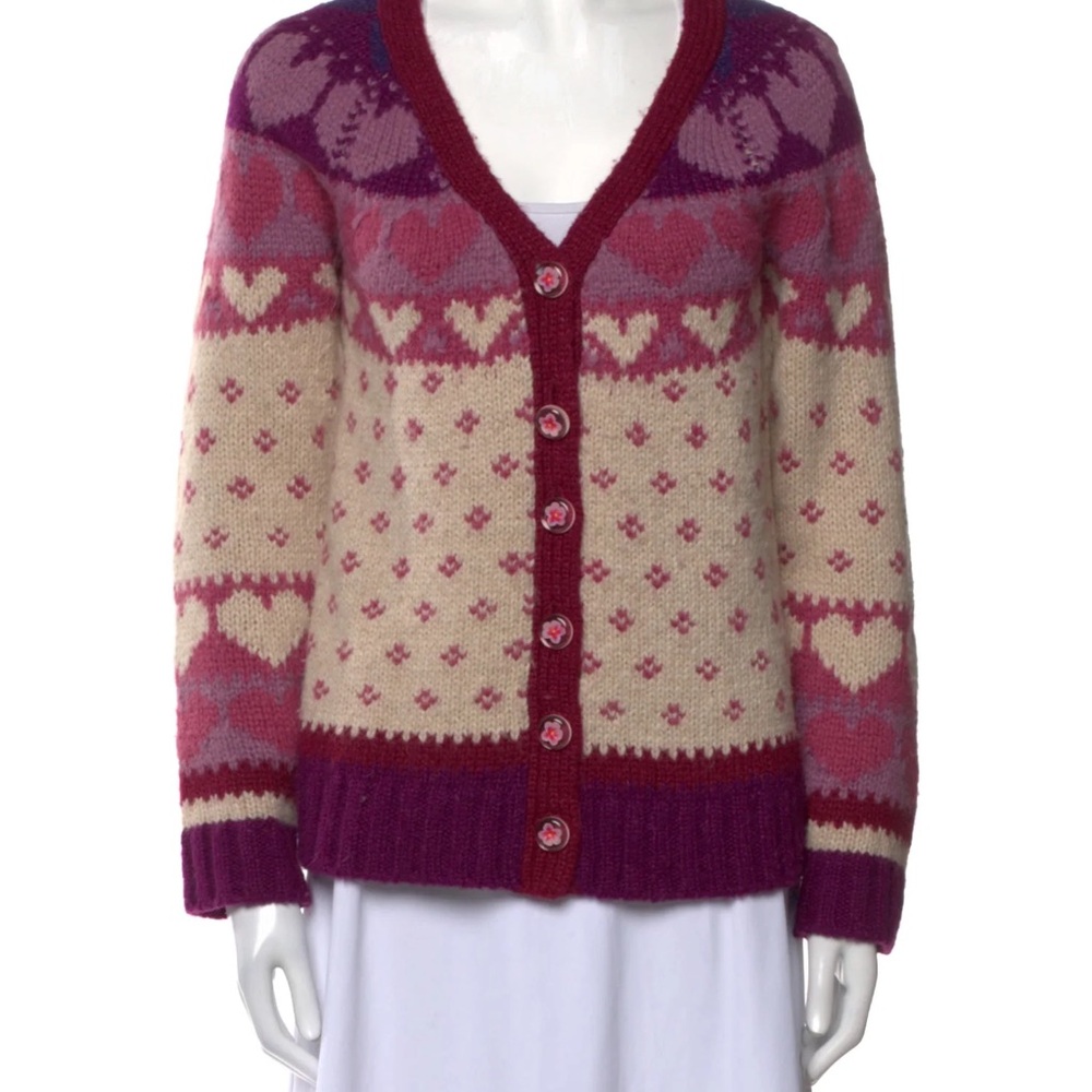 LoveShackFancy Deena heart-jacquard button-front cardigan